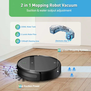 Robot Vacuum and Mop Combo, WiFi/App/Alexa, 2 in 1 Robot Vacuum Cleaner with Tangle-Free Cyclone Suction, Scheduled Cleaning, Automatic Recharge Robotic Vacuum Cleaner for Pet Hair, Low Carpet