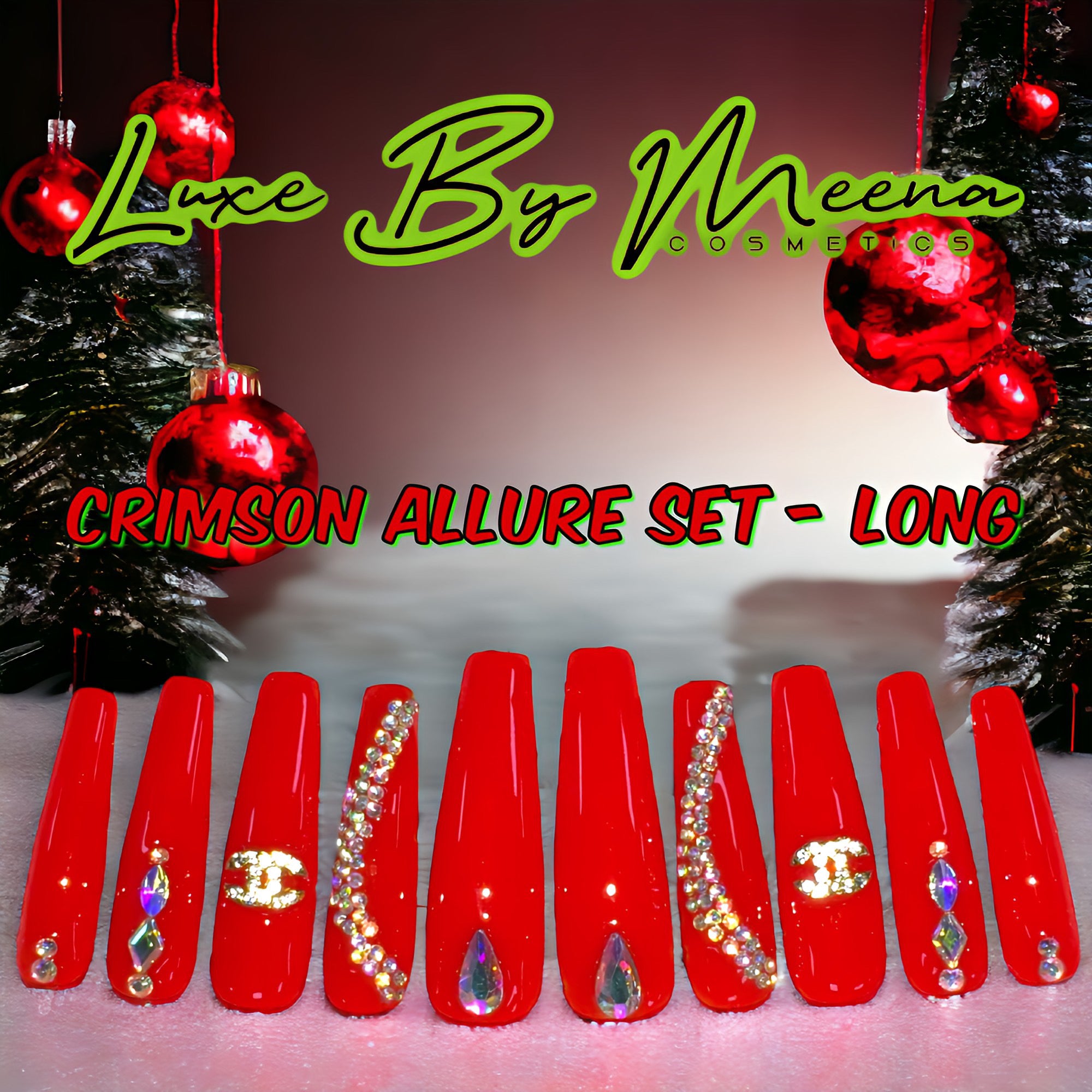 Crimson Allure - Handmade Press-On Nail Set