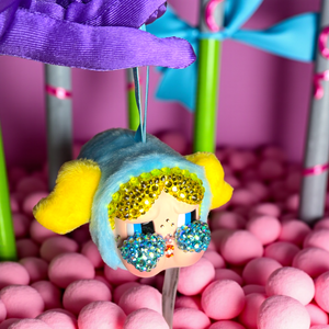 POP MART Custom CRY BABY x POWERPUFF GIRLS Vinyl Face Plush Pendant (Bubbles) – Luxe By Meena Exclusive