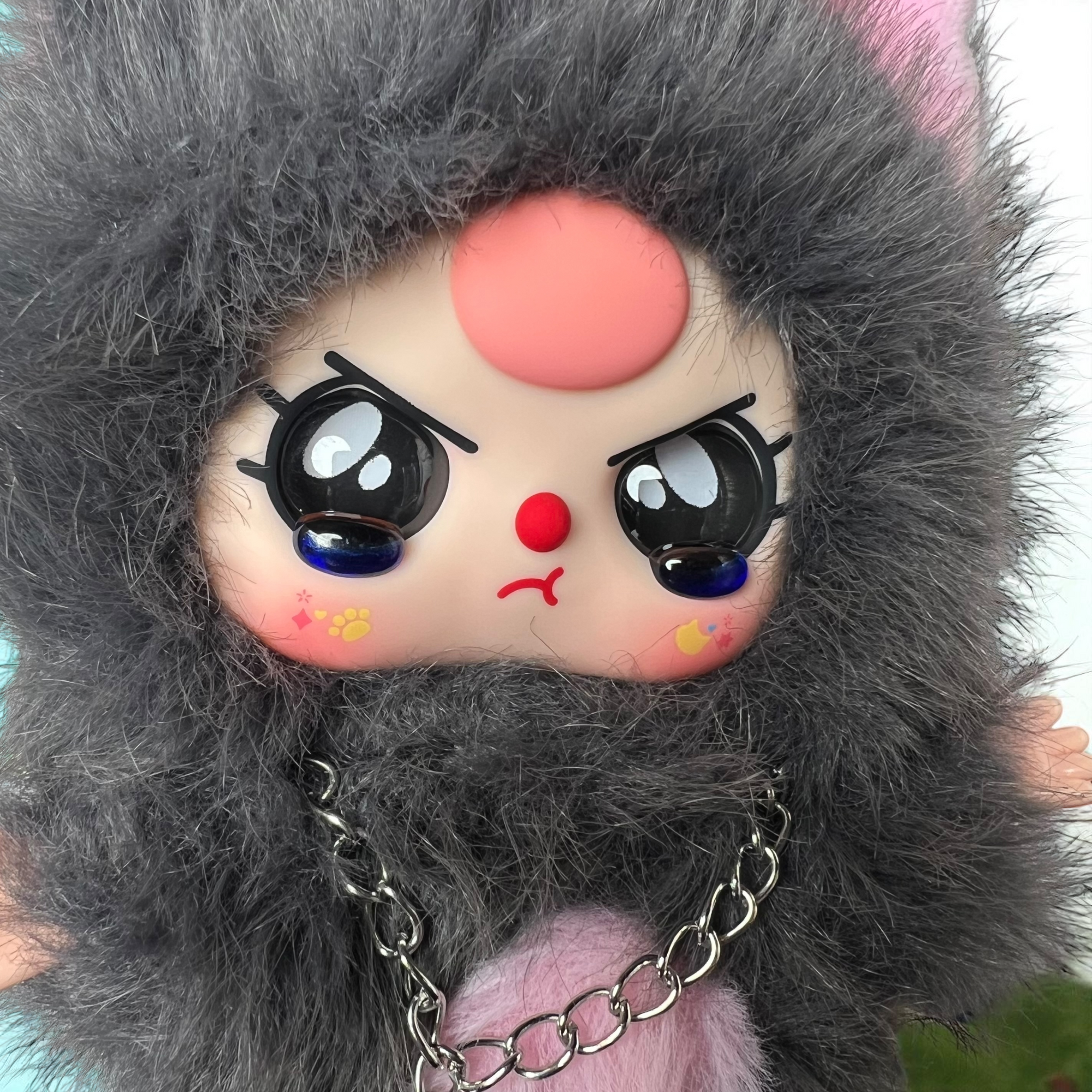 Baby Three Cats & Dogs – Confirmed Black Cat Plush Pendant | Special Glossy Black Eyes