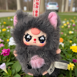 Baby Three Cats & Dogs – Confirmed Black Cat Plush Pendant | Special Glossy Black Eyes