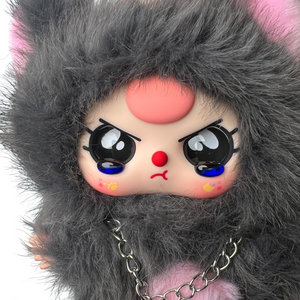 Baby Three Cats & Dogs – Confirmed Black Cat Plush Pendant | Special Glossy Black Eyes