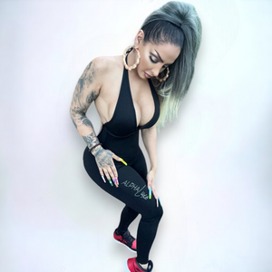 AlphaLuxe Deep V Bodysuit (Black)