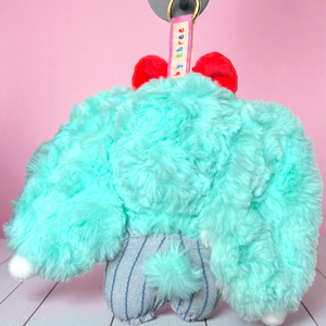 Baby Three – Macaroon V2 Confirmed Mint Rabbit Plush Pendant (Strawberry Overalls & Special Eyes)
