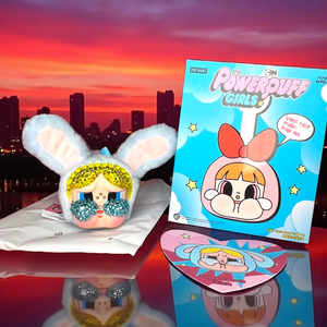 POP MART Custom CRY BABY x POWERPUFF GIRLS Vinyl Face Plush Pendant (Bunny Bubbles) – Luxe By Meena Exclusive
