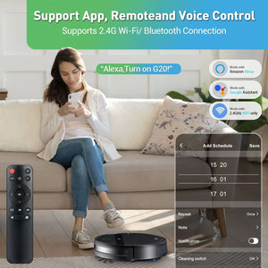 Robot Vacuum and Mop Combo, WiFi/App/Alexa, 2 in 1 Robot Vacuum Cleaner with Tangle-Free Cyclone Suction, Scheduled Cleaning, Automatic Recharge Robotic Vacuum Cleaner for Pet Hair, Low Carpet