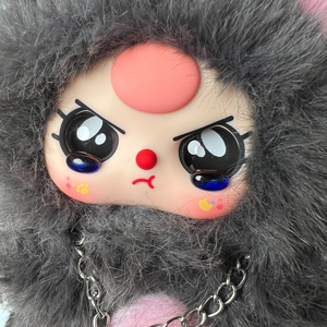 Baby Three Cats & Dogs – Confirmed Black Cat Plush Pendant | Special Glossy Black Eyes