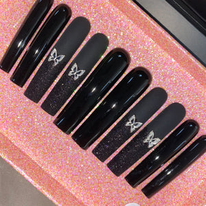 Black Butterfly - Handmade Press-On Nail Set