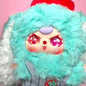 Baby Three – Macaroon V2 Confirmed Mint Rabbit Plush Pendant (Strawberry Overalls & Special Eyes)