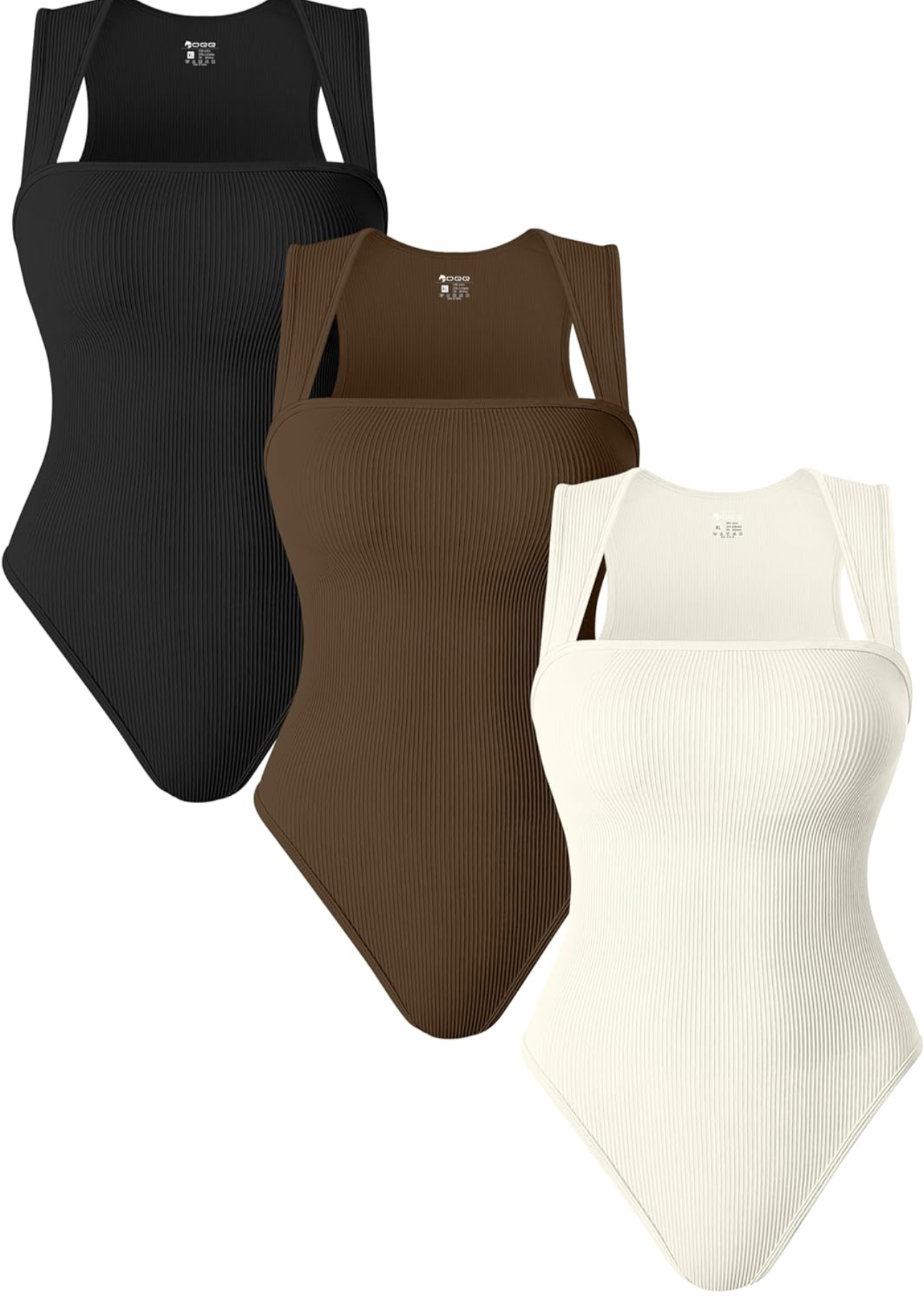 Multi Pack Women's Bodysuits Womenswear Underwear Sexy Ribbed Strappy Square Neck Sleeveless Tummy Control Tank
Tops Bodysuit