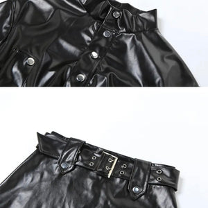 Bad Gyal Faux Leather Jacket, Mini Skirt & Belt Set