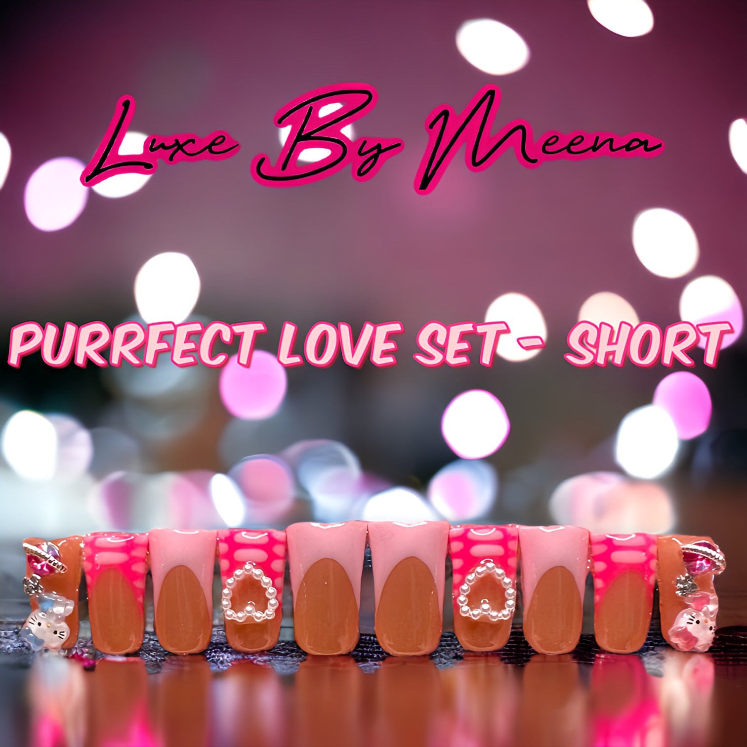 Purrfect Love - Handmade Press-On Nail Set