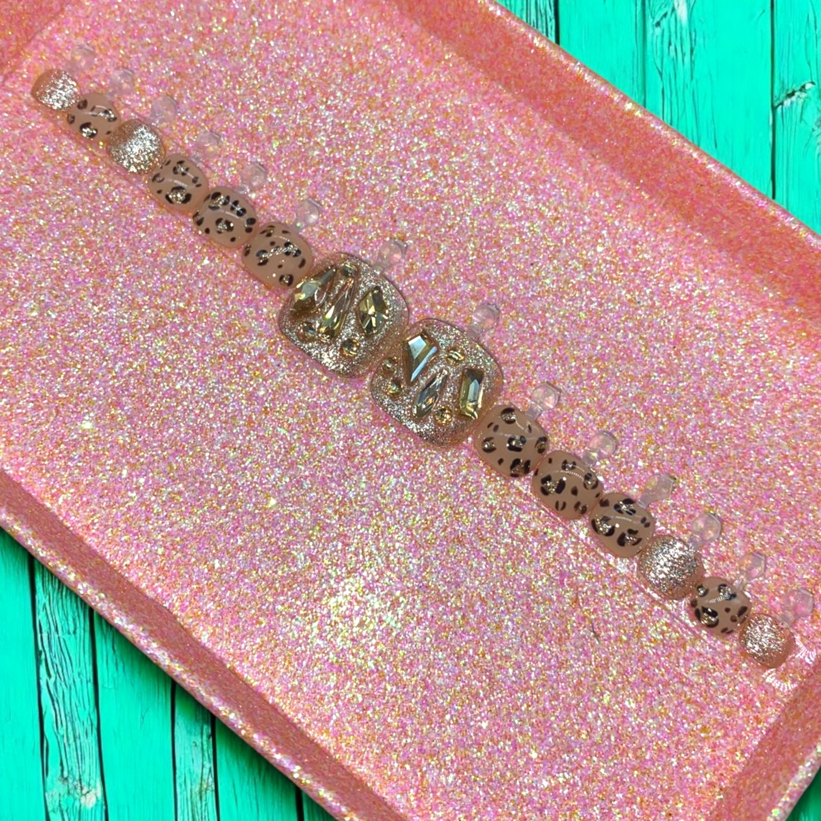 Golden Huntress - Handmade Press-On Nail Set Toenails