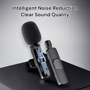 K9 Mini Live Noise Cancelling Wireless Clip Lavalier Microphone Set (2 Pack) IPhone & Android Compatibility
