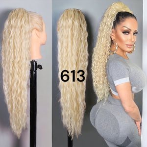 28” Water Wave Luxury Ponytail Extensions