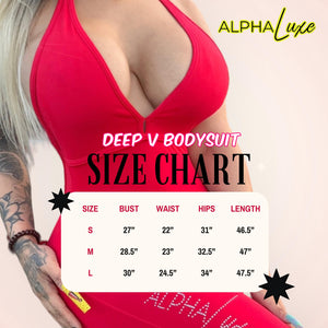 AlphaLuxe Deep V Bodysuit (Black)