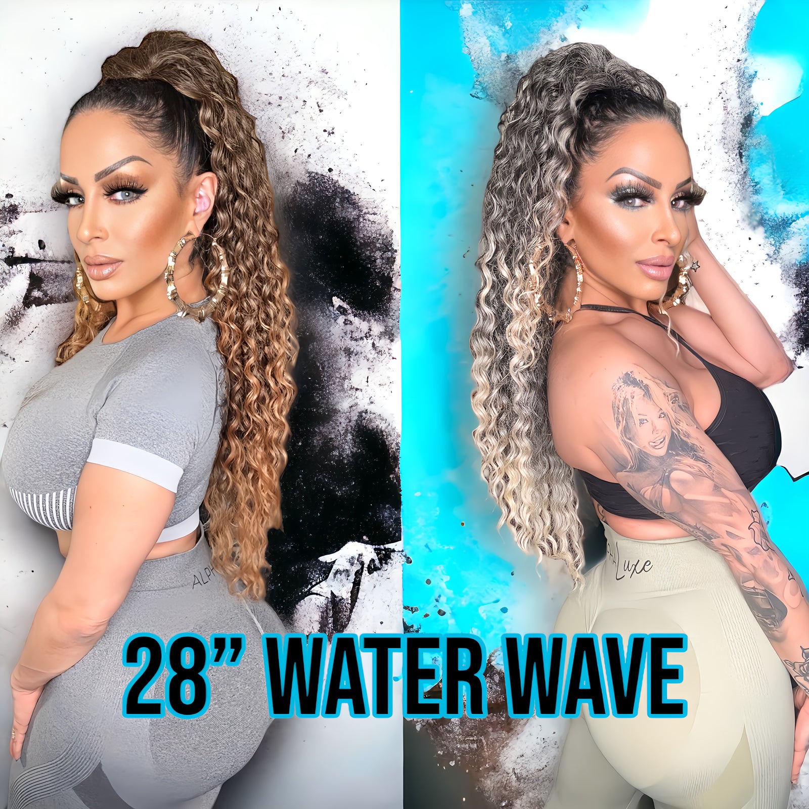 20” - 28” Water Wave Luxury Ponytail Extensions