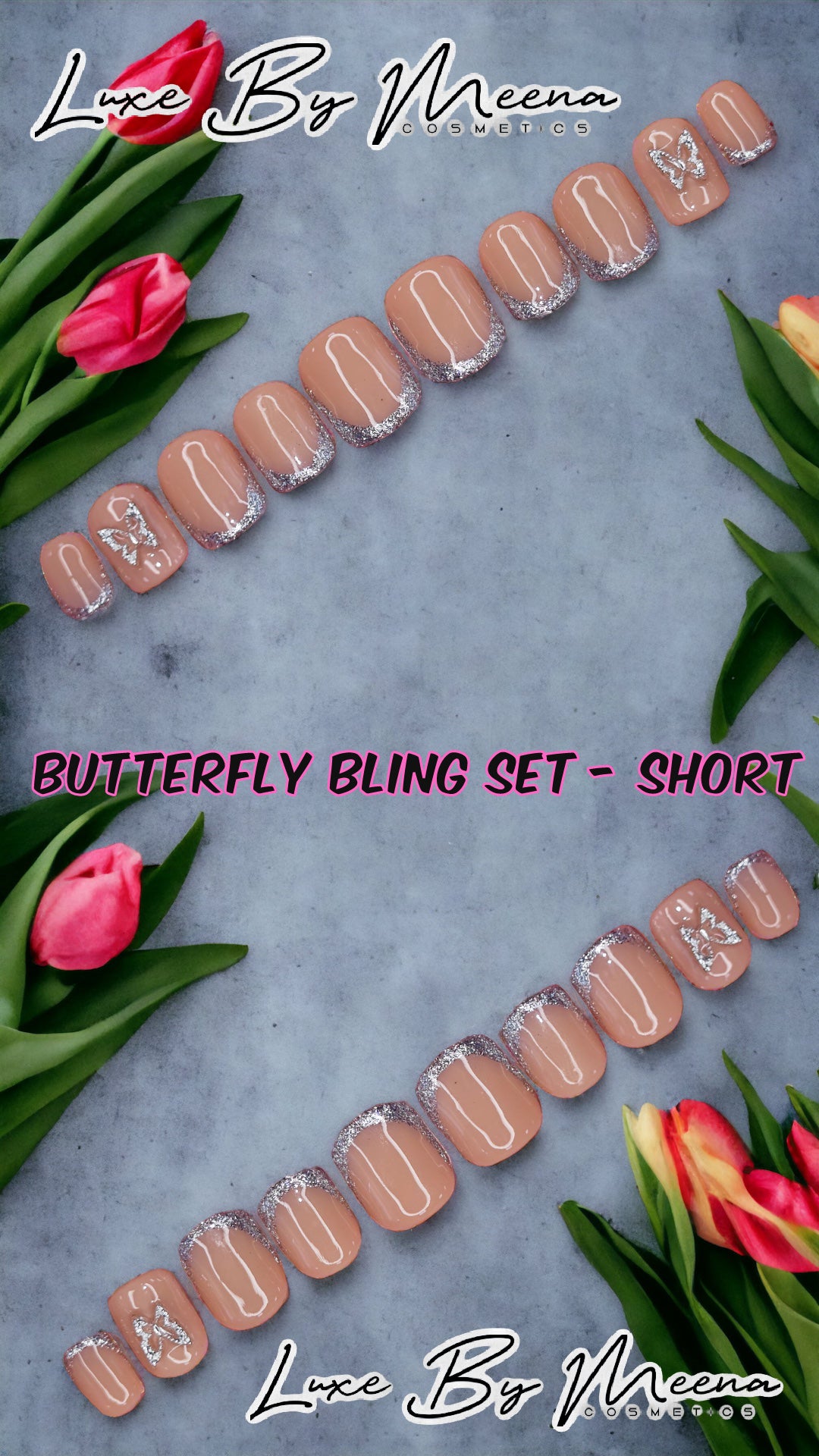 Butterfly Bling - Handmade Press-On Nail Set