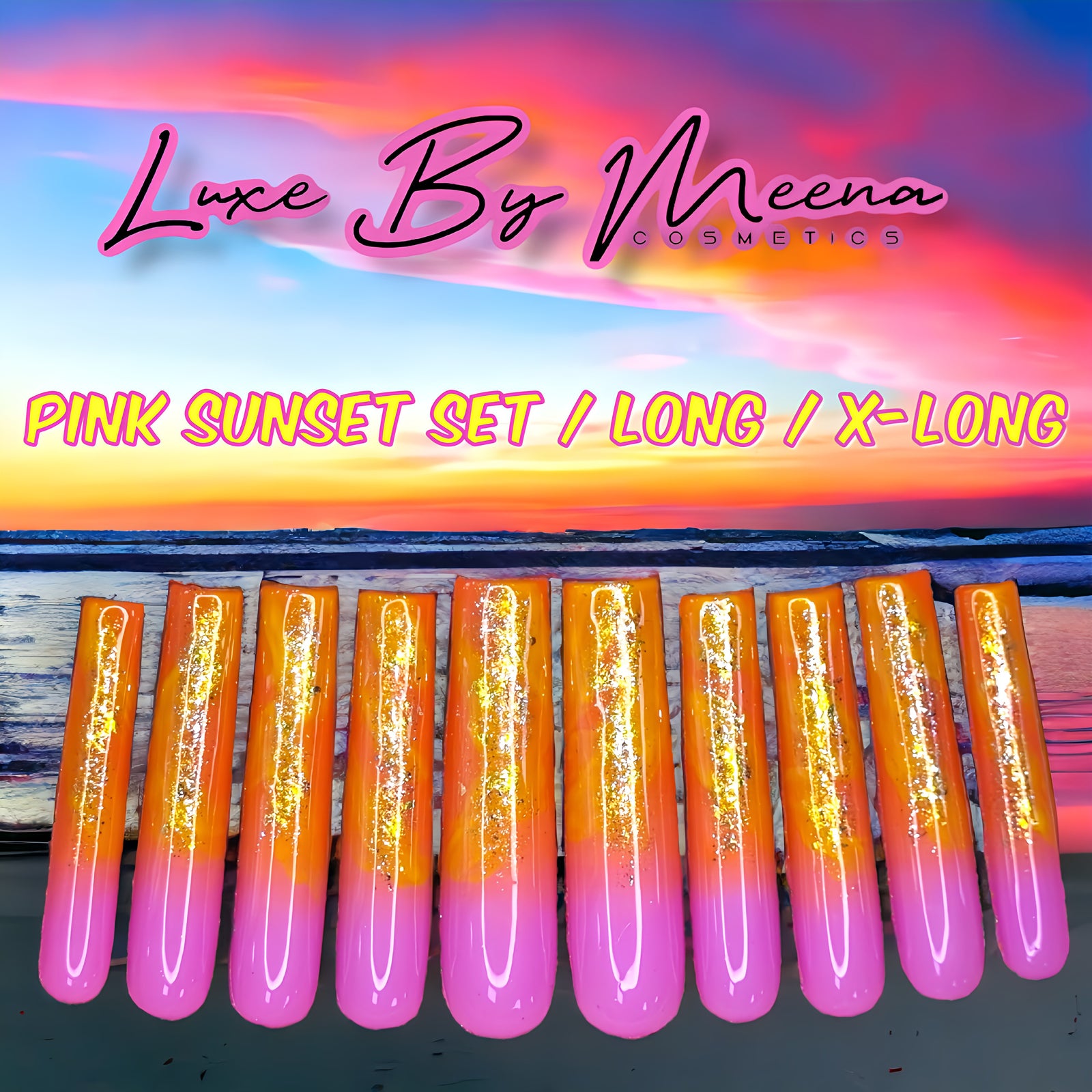 Pink Sunset - Handmade Press-On Nail Set