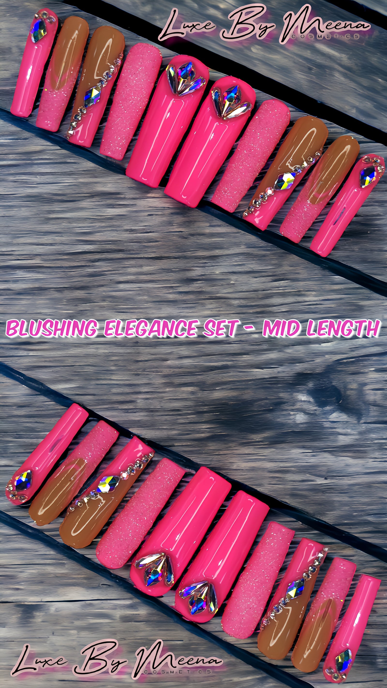 Blushing Elegance - Handmade Press-On Nail Set