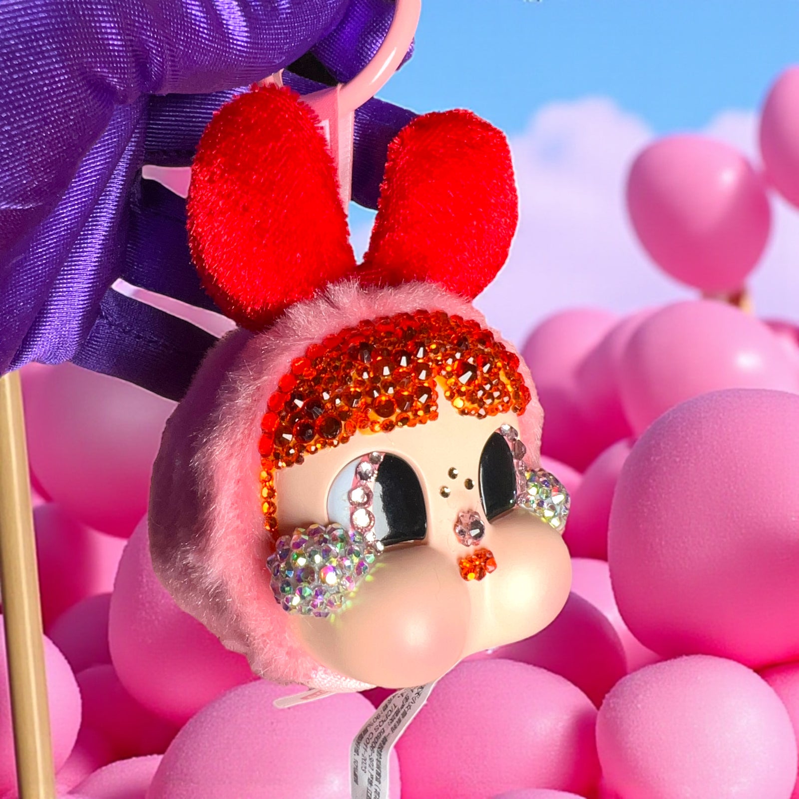 POP MART Custom CRY BABY x POWERPUFF GIRLS Vinyl Face Plush Pendant (Blossom) – Luxe By Meena Exclusive