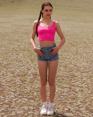 OQQ Ribbed Crop Tank Top