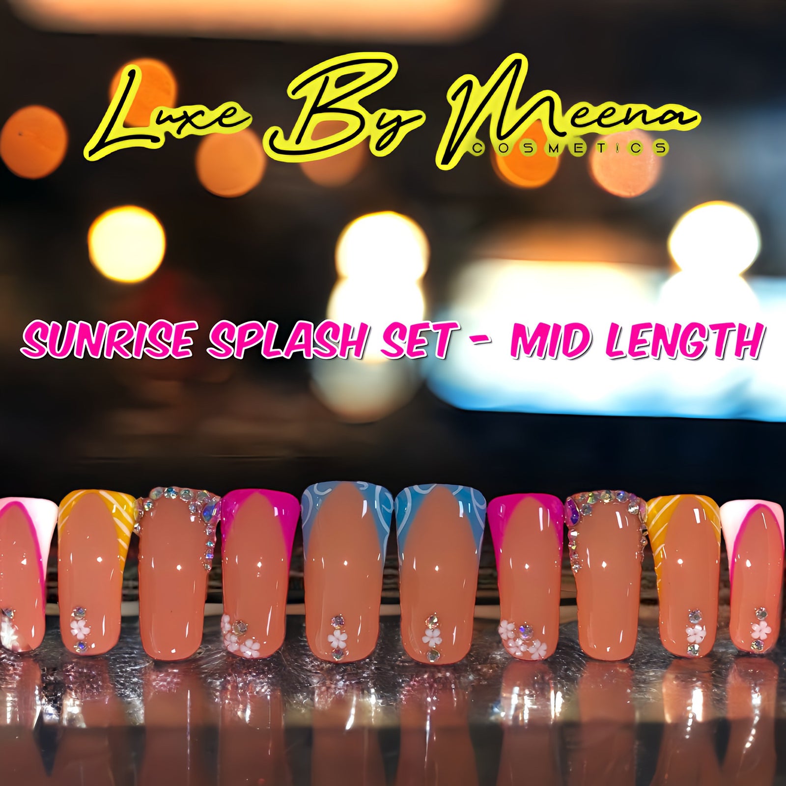 Sunrise Splash - Handmade Press-On Nail Set