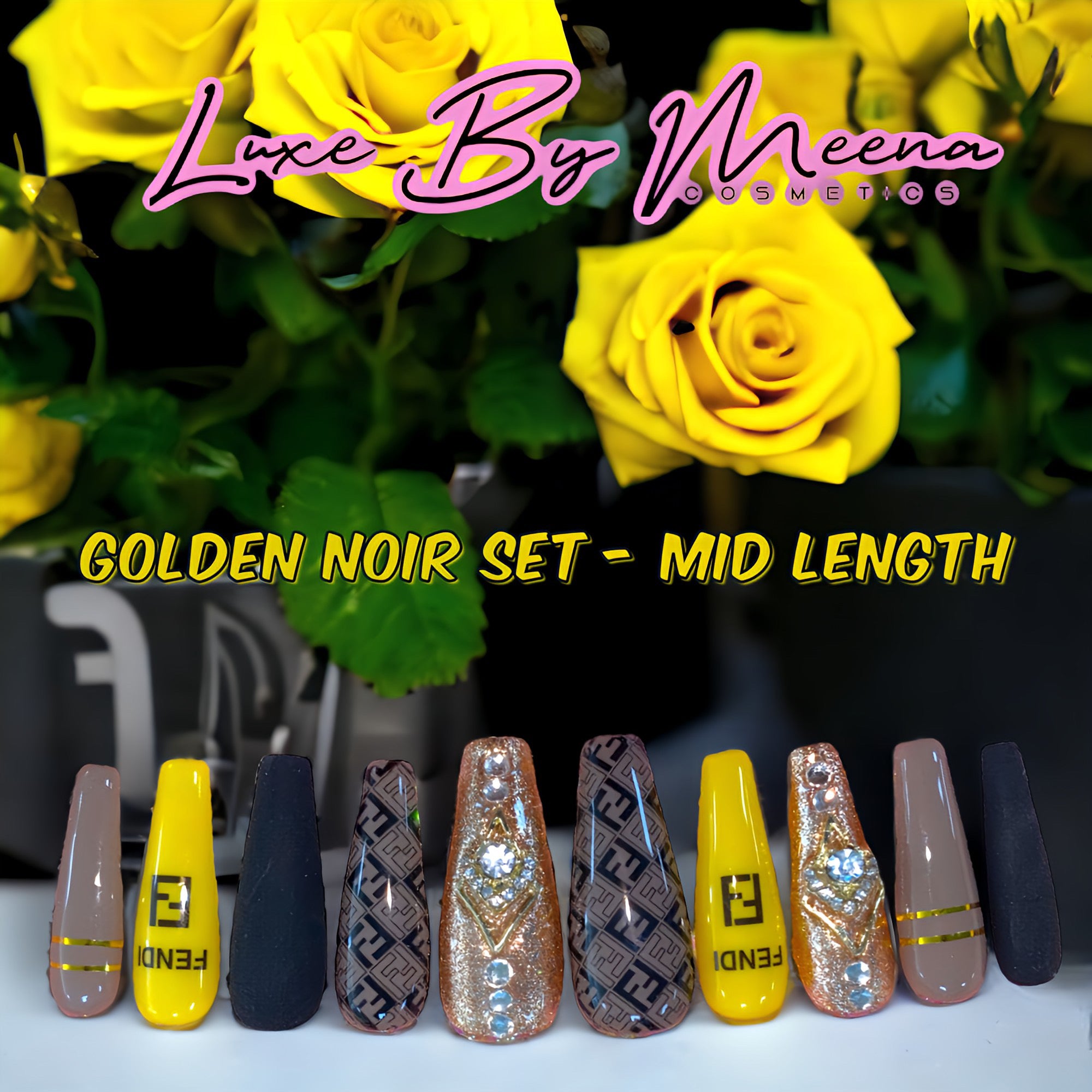 Golden Noir - Handmade Press-On Nail Set