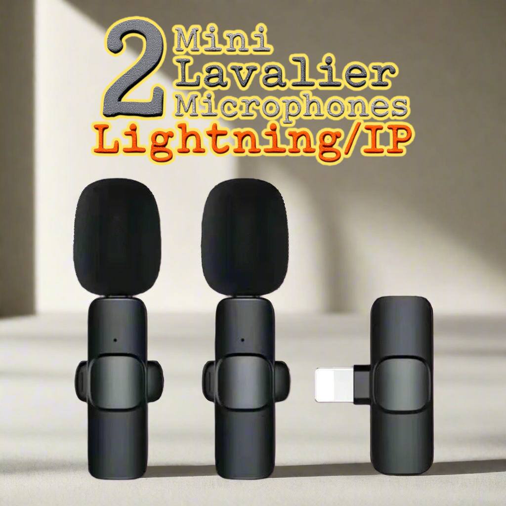 K9 Mini Live Noise Cancelling Wireless Clip Lavalier Microphone Set (2 Pack) IPhone & Android Compatibility