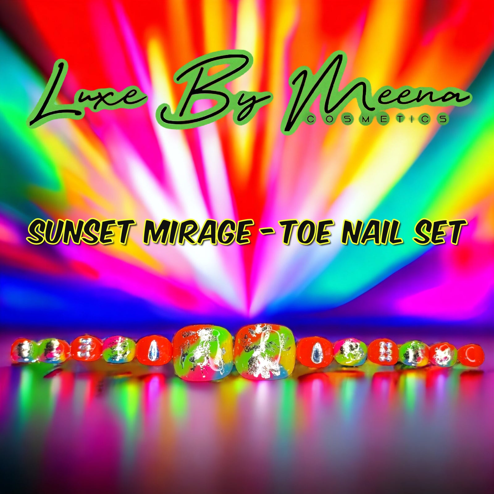 Sunset Mirage Toenails - Handmade Press-On Nail Set