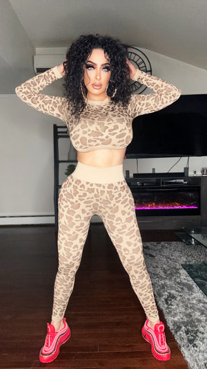 Cougar 2 Piece Activewear Pant Set (Leopard )