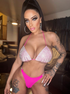 Material Girl Rhinestone Bikini (Pink)