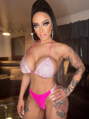 Material Girl Rhinestone Bikini (Pink)