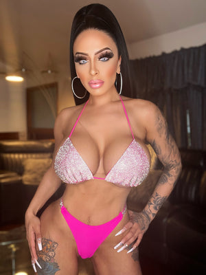 Material Girl Rhinestone Bikini (Pink)